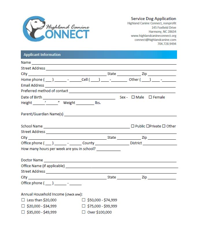 apply for a service dog