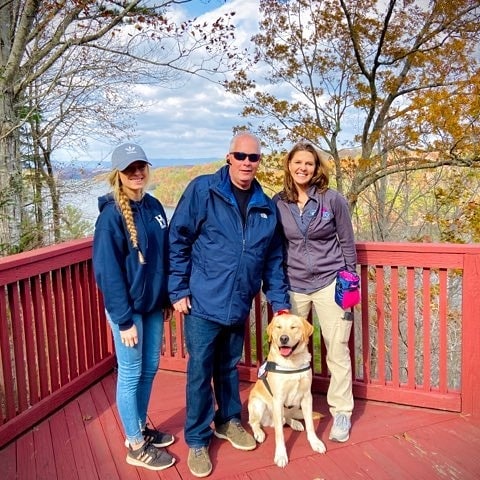 service dog with trainer