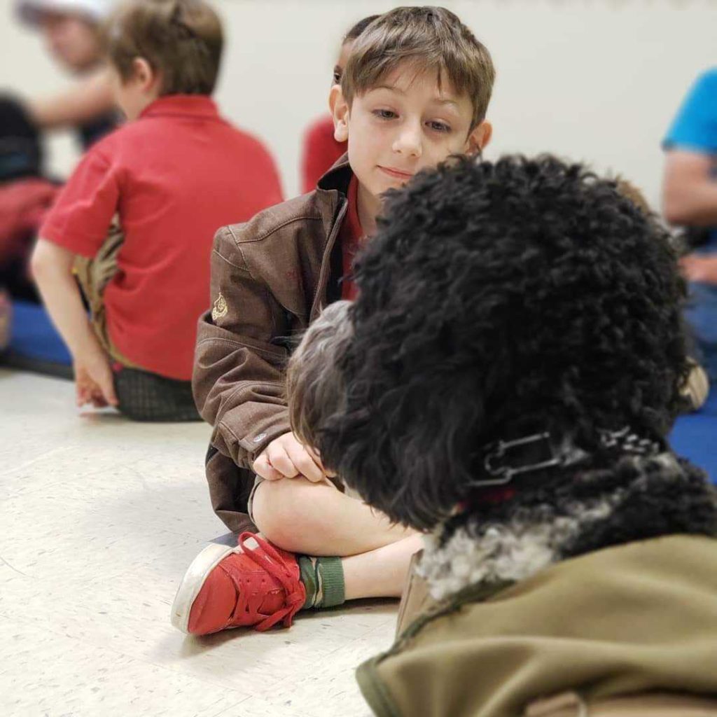 child with service dog